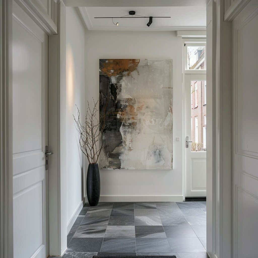 Modern Hallway with Abstract Art - Bergen bygg system
